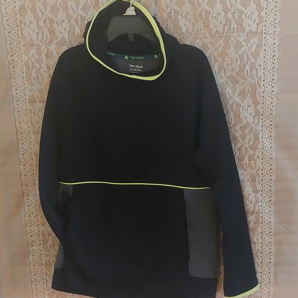 TECH GEAR kids XL 18/20 hooded with neck protector front pockets black gray mesh